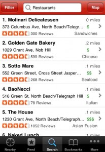 Yelp iPhone app
