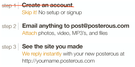 Posterous landing page Posterous landing page